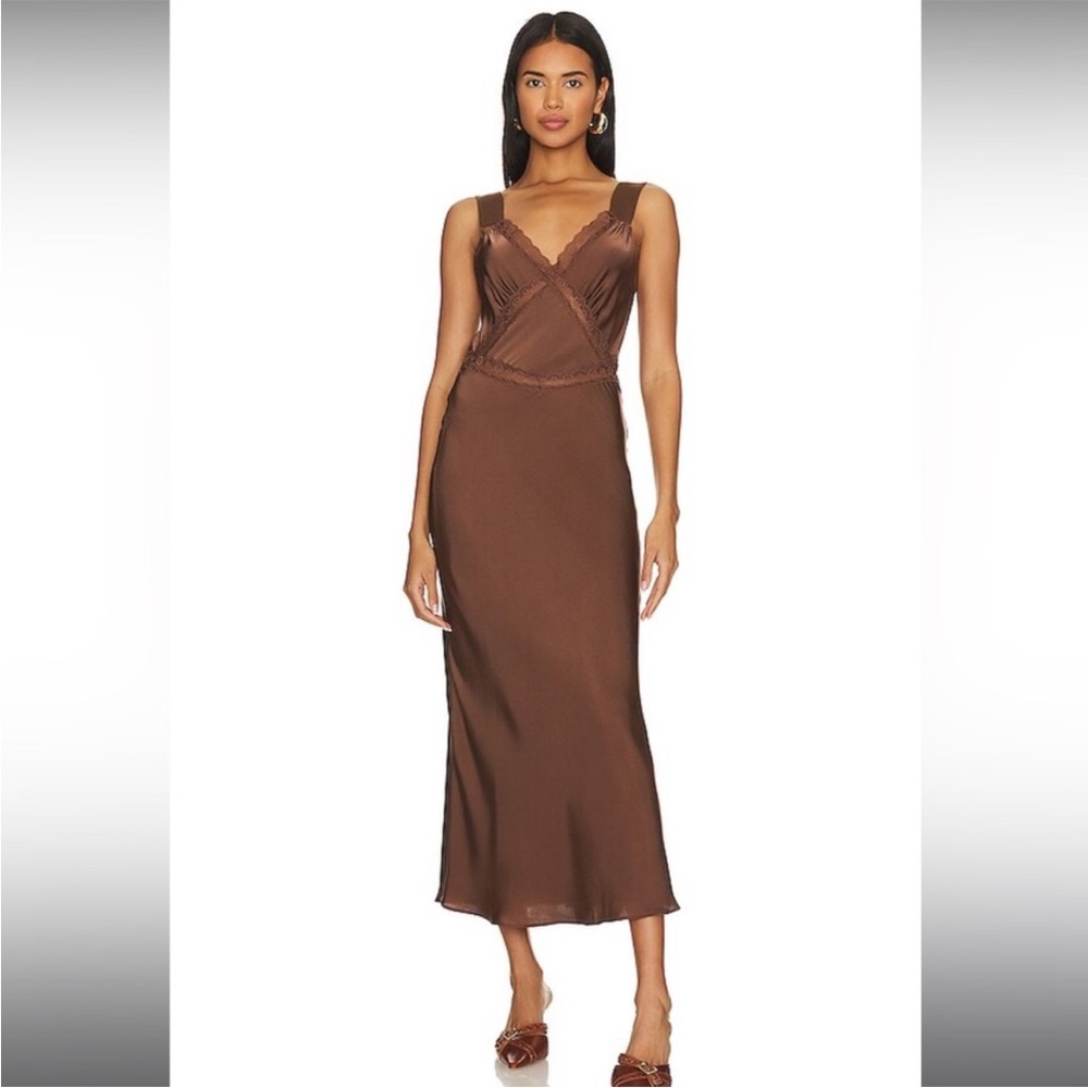 Bardot Emery Lace Slip Dress in Chocolate